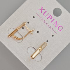 Сережки Xuping з білими стразами d-17х3мм+- Позолота 18К купити біжутерію дешево в інтернеті
