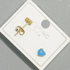 Сережки пусети "Серце" Xuping з блакитною емаллю d-6х5,5мм +- позолота 18К купити біжутерію дешево в інтернеті