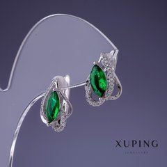 Сережки Xuping циркон Смарагд зелений 12х16мм родій