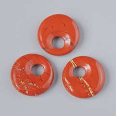 Підвіска пончик (бублик) Червона Яшма натуральний камінь d-18х5мм+- d-отвору 5мм+- купити біжутерію дешево в