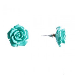 Сережки "гвоздики" "Роза міні-1,7" блакитна полімерна глина, метал-під "срібло" ?17mm купити біжутерію дешево