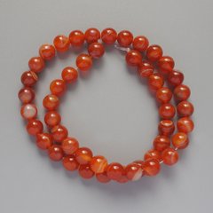 Намистини Агат помаранчевий натуральний камінь гладка кулька d-8мм+- L-38см + - на волосіні купити біжутерію