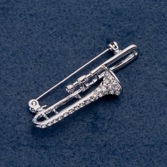 Брошь музыкальная серия "Труба" 47х14мм цвет металла "серебро" купить дешево в интернете