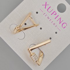 Сережки Xuping з білими стразами d-19х15мм+- Позолота 18К купити біжутерію дешево в інтернеті