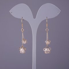 Сережки "Ітаоляо" Квіти з кристалами d-12мм L-55мм колір золото купити біжутерію дешево в інтернеті