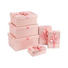 Набір подарункових коробок 6шт із декоративною стрічкою 3225-12-Pink