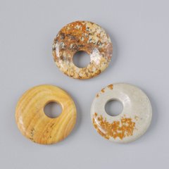 Підвіска пончик (бублик) Пейзажна Яшма натуральний камінь d-18х5мм+- d-отвору 5мм+- купити біжутерію дешево в