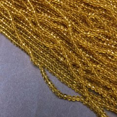 Намистини Чеський Кришталь на волосіні світло-жовте медовий прозоре гранований рондель d-3,5х3мм + - L-36-38см