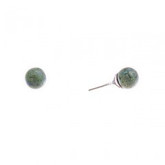 Сережки-пусети Кулька зелений Змійовик (прес), метал під срібло, 8мм купить бижутерию дешево