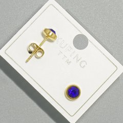 Сережки пусети Xuping з синім присталом d-6мм+- позолота 18К купити біжутерію дешево в інтернеті