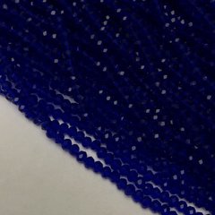 Бусины Чешский Хрусталь на леске темно-синее прозрачное "граненный рондель" d-3,5х3мм+- L-36-38см+- купить