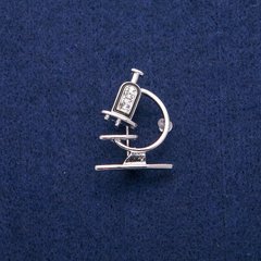 Брошка Мікроскоп з емаллю і стразами 24х31мм, сріблястий метал купити біжутерію дешево в інтернеті
