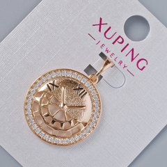 Кулон "Годинник" Xuping з білими стразами d-22х20мм+ - L-27,5мм+- позолота 18К купити біжутерію дешево в