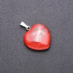 Кулон "Серце" з натурального каменю Яшма червона 28х19х19мм (+-) купити біжутерію дешево в інтернеті