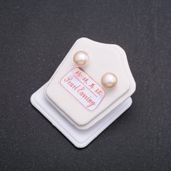 Сережки гвоздики річкові перли срібна застібка d10-11мм колір персиковий купити біжутерію дешево в інтернеті