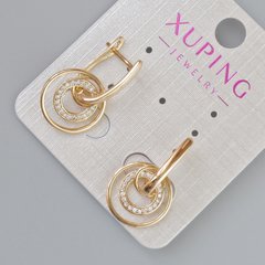 Сережки Xuping з білими стразами d-14мм+- L-24мм+- Позолота 18К купити біжутерію дешево в інтернеті