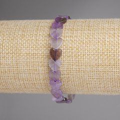 Браслет Аметист серце 8мм+- L-18см+- стрейч
