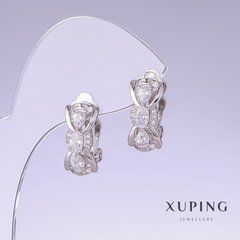 Сережки Xuping з білими цирконами L-17мм s-8мм родій