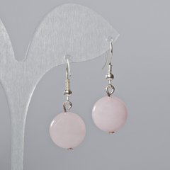 Сережки Рожевий Кварц натуральний камінь гладка кулька d-14мм+- L-35мм+- купити біжутерію дешево в інтернеті