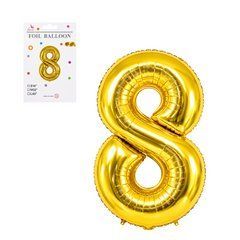 Від. 25 шт. Кулька-цифра фольгована №8 40см золото