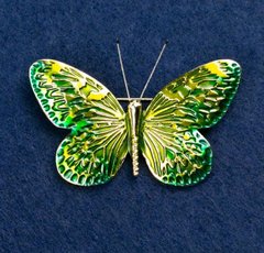 Брошка "Метелик" зелена емаль, золотий колір металу 55х39мм купити біжутерію дешево в інтернеті