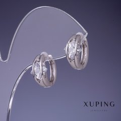 Сережки Xuping білий кристал Ромб 15х8мм родій купити біжутерію дешево в інтернеті