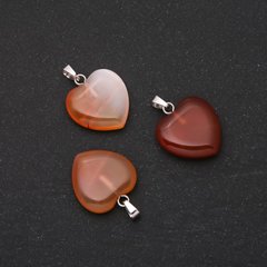 Кулон "Серце" з натурального каменю Сердолік 28х19х19мм (+-) купити біжутерію дешево в інтернеті
