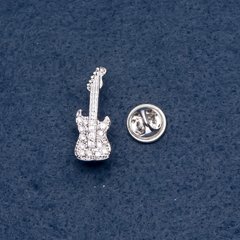 Брошь музыкальная серия "Гитара мини" на вкрутке 10х28мм цвет металла "серебро" купить оптом дешево в интернет