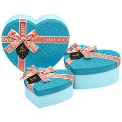 Набор подарочных коробок 3шт в форме сердца 8022-46-Blue