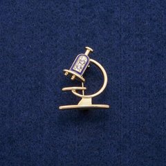 Брошка Мікроскоп з емаллю і стразами 24х31мм, золотистий метал купити біжутерію дешево в інтернеті