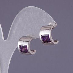 Сережки з фіолетовими кристалами 13х9мм купити біжутерію дешево в інтернеті