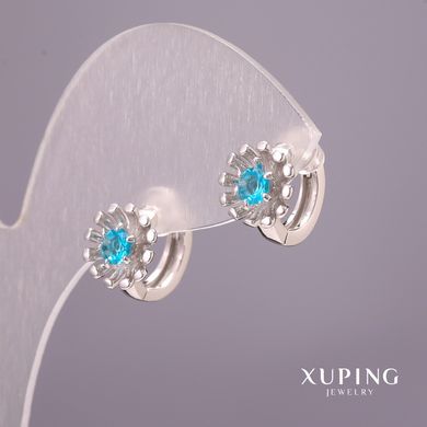 Сережки Xuping з блакитними каменями 9х13мм Родій купити біжутерію дешево в інтернеті
