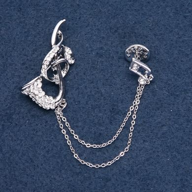Брошка аксельбант музична серія "Скрипковий ключ" колір металу "срібло" купити біжутерію дешево в інтернеті
