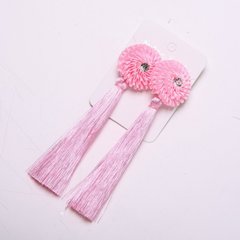 Сережки Китиці з квіткою рожеві d-32мм L-120мм купить бижутерию дешево