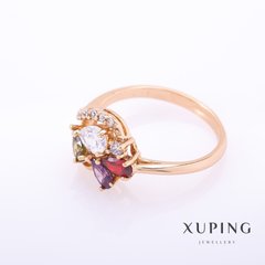 Кольцо Xuping цвет металла "золото" разноцветные камни 4мм р-р 17,18,20 купить дешево в интернете