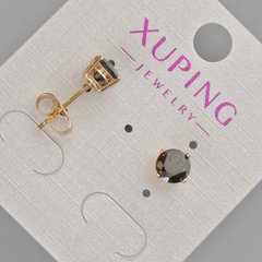 Сережки пусети Xuping з чорним кристалом d-7мм+- Позолота 18К купити біжутерію дешево в інтернеті