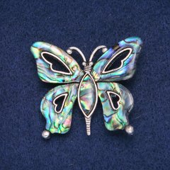 Брошка Кулон Метелик з каменем Перламутр Халіотіс 49х41мм купити біжутерію дешево в інтернеті