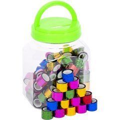 Від 2 шт. Скотч декоративний голографічний міні 90шт 1,2см*2м у пластиковій банці №60