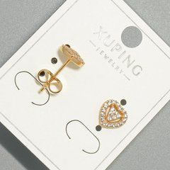 Сережки пусети "Серце" Xuping з білими стразами d-8х8мм+- позолота 18К