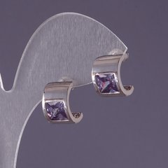 Сережки зі світло-бузковими кристалами 13х9мм купити біжутерію дешево в інтернеті
