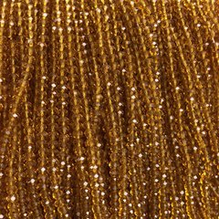 Намистини Чеський Кришталь на волосіні темно-жовте медовий прозоре гранований рондель d-3,5х3мм + - L-36-38см