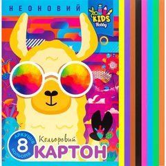 Кольоровий картон А4 8арк. односторонній, неоновий, папка Мандарин 22115