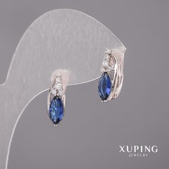 Сережки Xuping з синіми каменями 6х16мм Родій купити біжутерію дешево в інтернеті