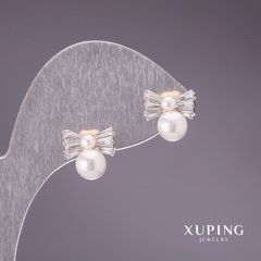 Сережки Xuping з перлами "Майорка" 11х11мм позолота 18к