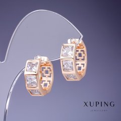 Сережки Xuping з білими кристалами 17х7мм "позолота 18К" купити біжутерію дешево в інтернеті