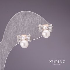 Сережки Xuping з перлами "Майорка" 11х11мм позолота 18к купити біжутерію дешево в інтернеті