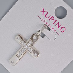 Кулон "Хрест" Xuping з білими стразами d-26х17,5мм+ - L-31мм+- родій купити біжутерію дешево в інтернеті