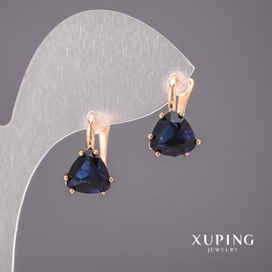 Сережки Xuping з синіми каменями 10х17мм Позолота 18К купити біжутерію дешево в інтернеті