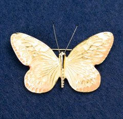 Брошка "Метелик" емаль персикового кольору , золотий колір металу 55х39мм купити біжутерію дешево в інтернеті