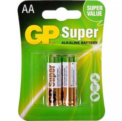 Від 6 шт. Батарейка GP 15A-U2 лужна LR6, AA по 2 шт. Alkaline Super купити дешево в інтернет-магазині